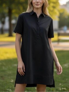 Finley Black Short-Sleeve Shirt Dress